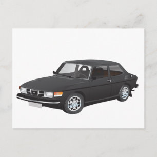 Saab 99 schwarz postkarte