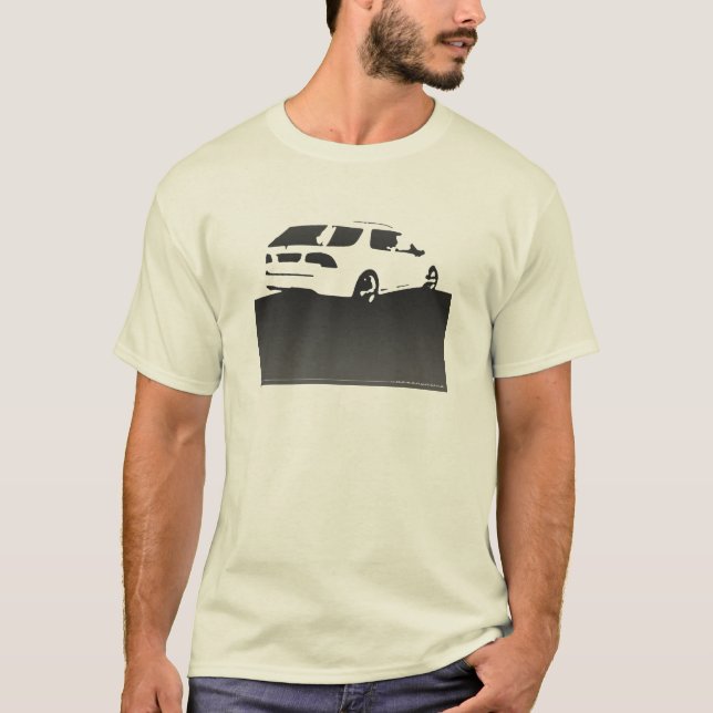 Saab 9-5 Aero Rückseite - Holzkohle für helle T-Shirt (Vorderseite)
