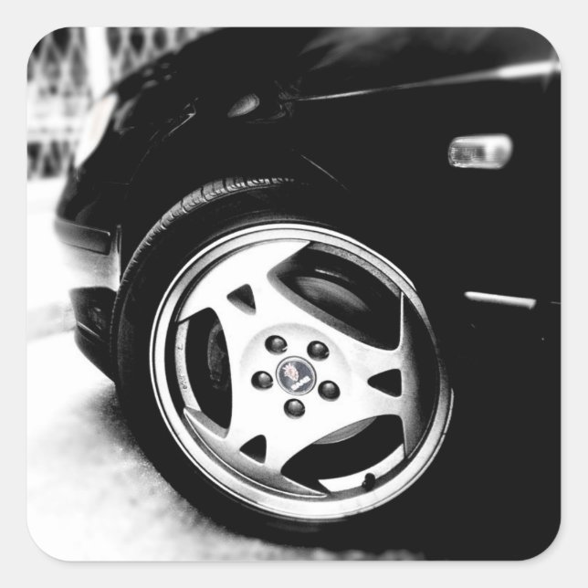 Saab Aero (Klingonrad) Quadratischer Aufkleber (Vorderseite)