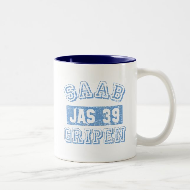 Saab Gripen - BLAU Zweifarbige Tasse (Rechts)