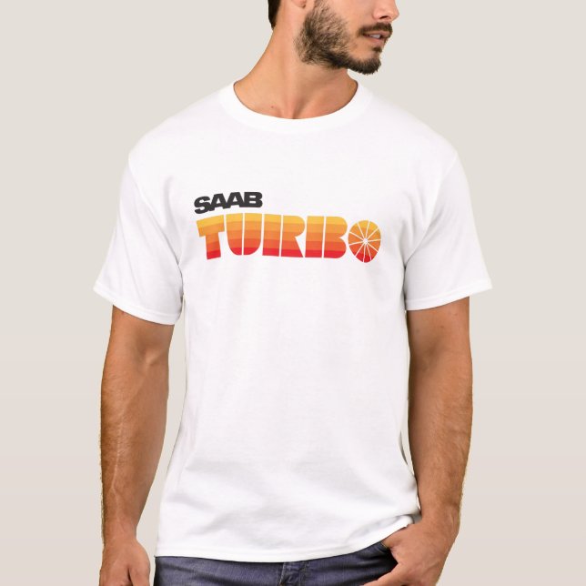 SAAB Turbo Retro Look Abzeichen Streifen T-Shirt (Vorderseite)