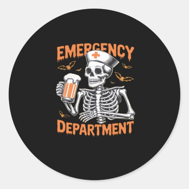 Saal 2 Side Emergency Department Halloween Nurine Runder Aufkleber (Vorderseite)