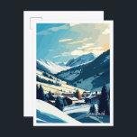 Saalbach Austria Travel Vintag Illustration Postkarte<br><div class="desc">Saalbach Austria Travel Vintag Illustration</div>