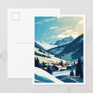 Saalbach Austria Travel Vintag Illustration Postkarte