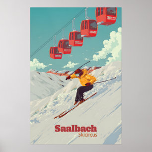 Saalbach Skicircus Skigebiet Reiseplakat Poster