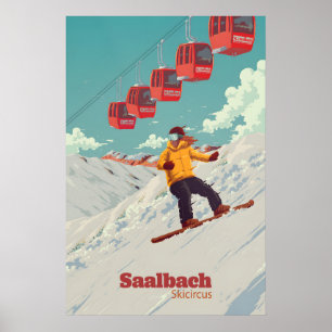 Saalbach Skicircus Snowboarding Reiseplakat Poster