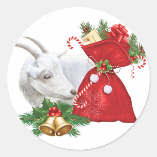 Saanen Goat Holiday Spirit Runder Aufkleber