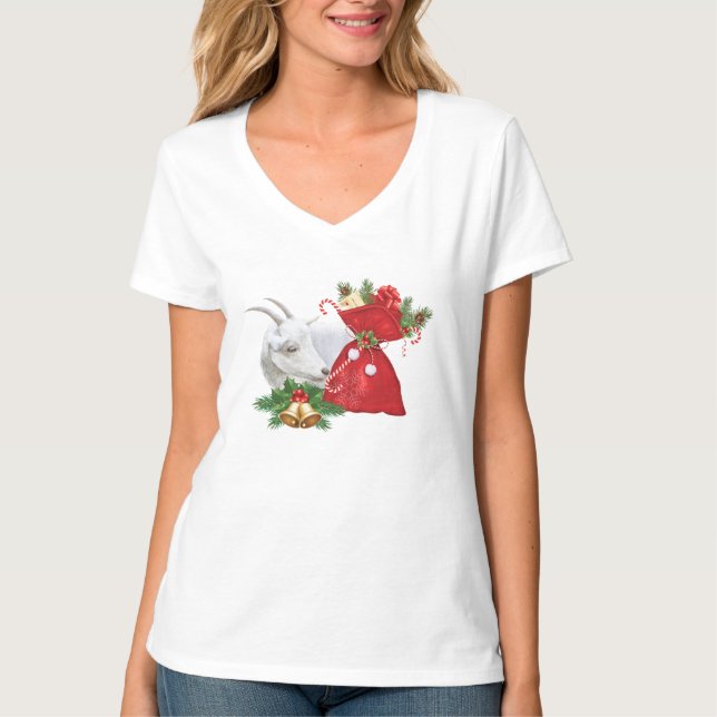 Saanen Goat Holiday Spirit T-Shirt (Vorderseite)