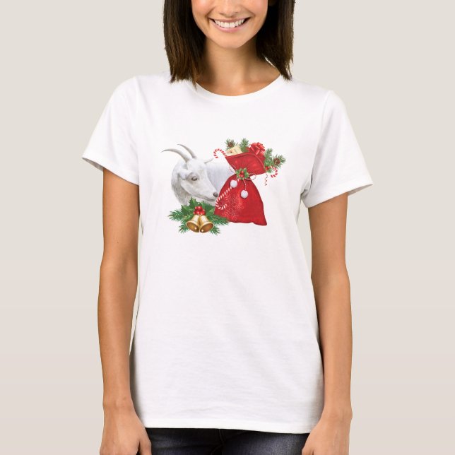 Saanen Goat Holiday Spirit T-Shirt (Vorderseite)