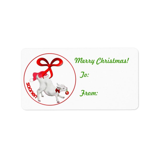 Saanen Kid Goat Weihnachtsgeschenk Tag Sticker Adressaufkleber (Vorne)