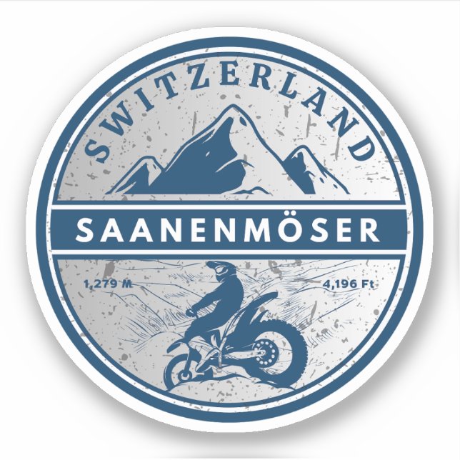 Saanenmöser Pass - Schweizer Alpen - Motorradtour Aufkleber (Vorderseite)