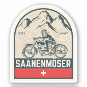 Saanenmöser Pass - Schweizer Alpen - Motorradtour Aufkleber