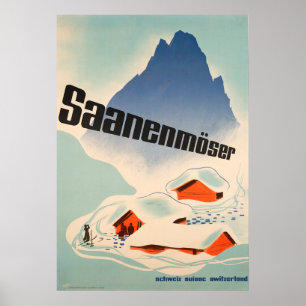 Saanenmöser Schweiz Vintage Travel Poster