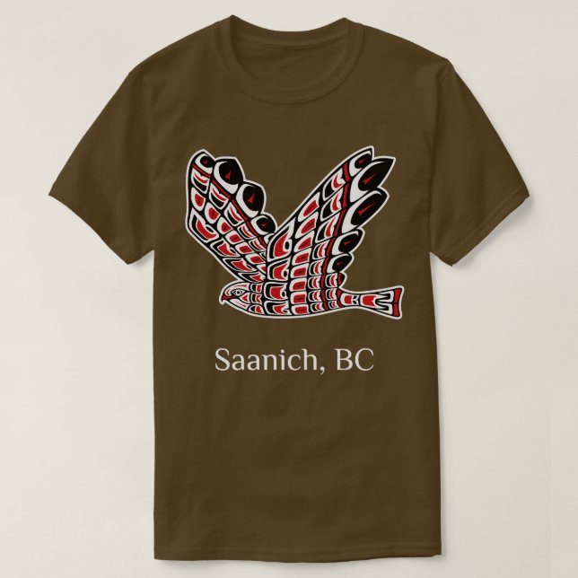 Saanich Redail Hawk Native Bird of Prey Art Long T-Shirt (Design vorne)