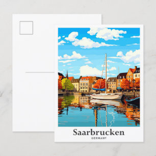 Saarbrücken Deutschland Vintage Reiseillustration Postkarte