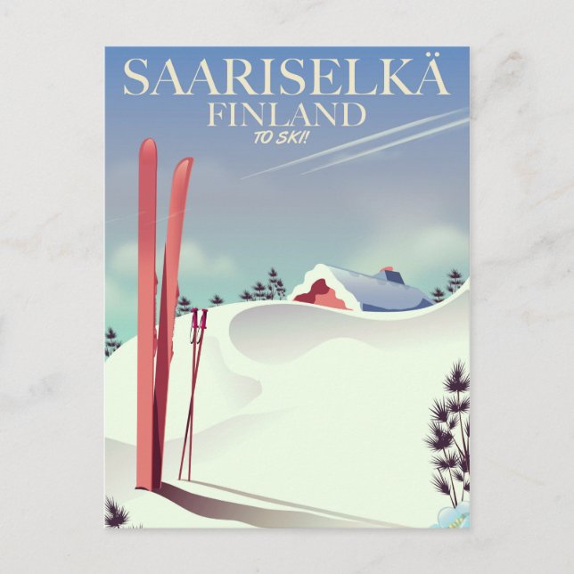 Saariselkä Finnland Skiposter Postkarte (Vorderseite)