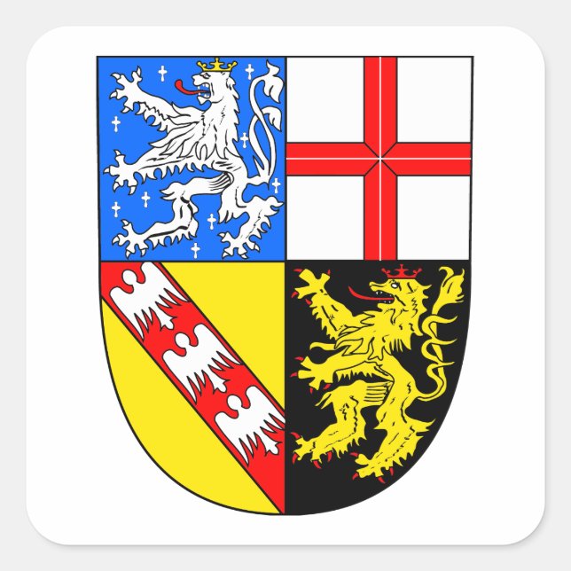Saarland Wappen Quadratischer Aufkleber (Vorderseite)