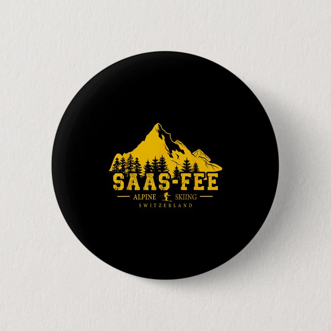 Saas-fee Schweiz Skigebiet Alpin-Skilauf Schweizer Button (Vorderseite)