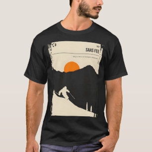 Saas Fee Schweiz Vintag Buchdecke Skigebiete T-Shirt