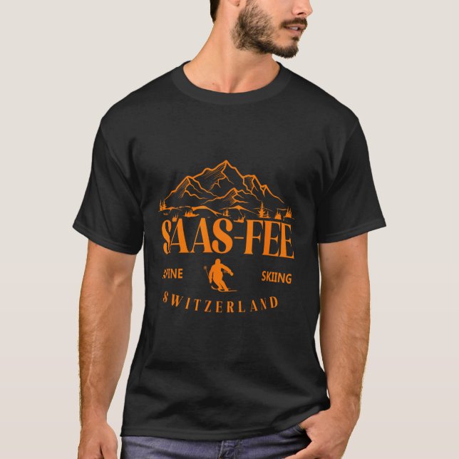 Saas-fee Ski Resort Swiss Alps Alpine Skiing Switz T-Shirt (Vorderseite)