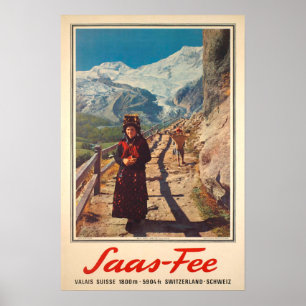 Saas Fee, Wallis, Schweiz, Skiposter Poster
