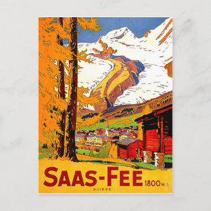 Saas - Gebühr, Dorf in der Schweiz, Vintage Reise Postkarte