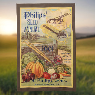 Saatgutpaketkatalog Gemüsebaum Braun Vintag Geschirrtuch