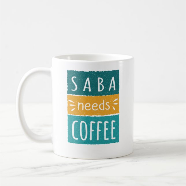 Saba braucht Kaffee Tasse (Links)