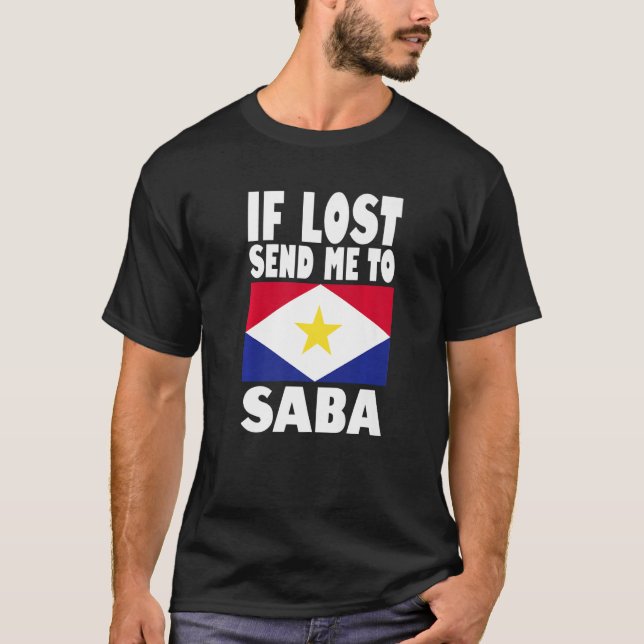 Saba Flag Design Wenn verloren, senden Sie mich an T-Shirt (Vorderseite)