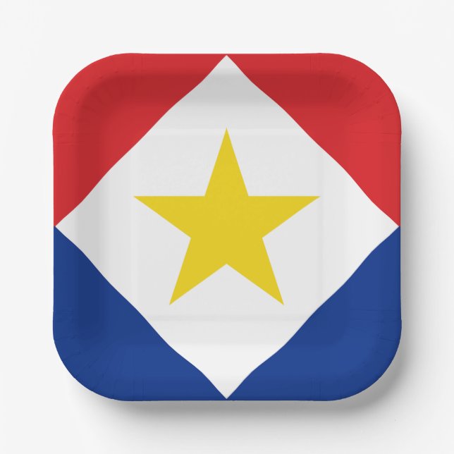 Saba-Flagge Pappteller (Vorderseite)