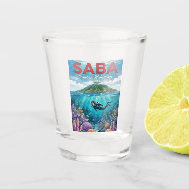 Saba Karibische Niederlande Schnapsglas (Vorderseite)
