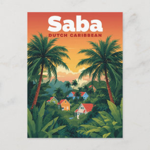 Saba Reise Niederländische Karibik Postkarte