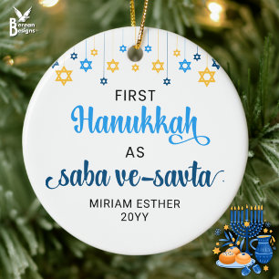 Saba Ve-Savta FIRST HANUKKAH AS GRANDELTERENTS Keramik Ornament