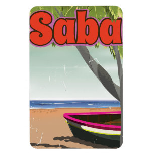 Saba Vintage-Reiseplakat. Magnet