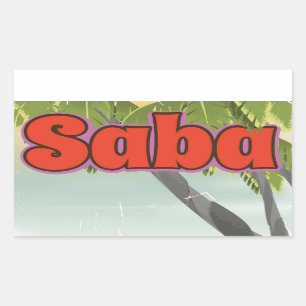 Saba Vintage-Reiseplakat. Rechteckiger Aufkleber