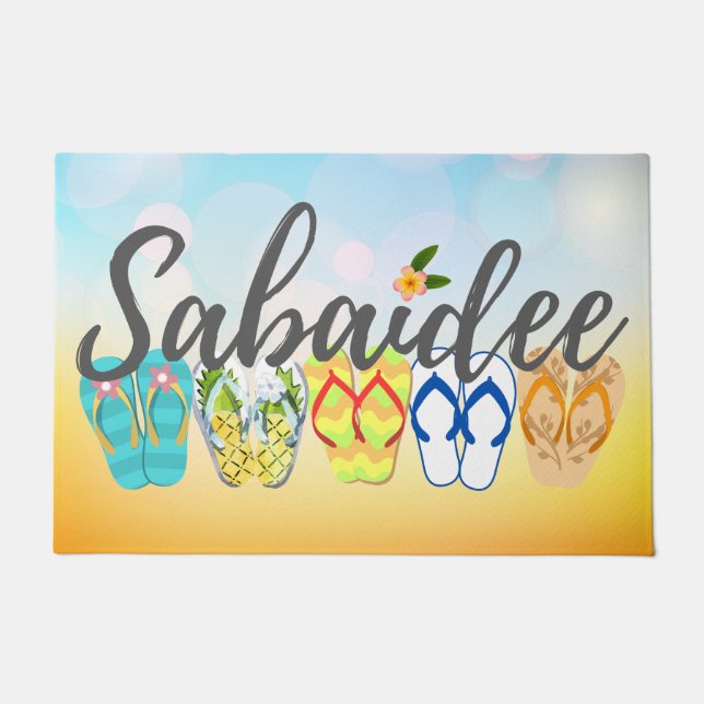 Sabaidee Lao Welcome Doormat - Flipflops Fußmatte (Vorderseite)