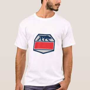 Säbel-Zahn-Tiger-Katzen-Hexagon Retro T-Shirt