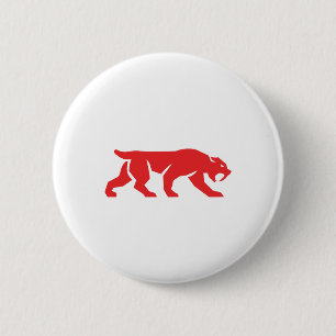 Säbel-Zahn-Tiger-Katzen-Silhouette Retro Button