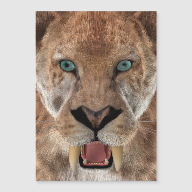 Säbeltoothed Ttiger oder Smilodon Magnetkarte (Vorderseite)
