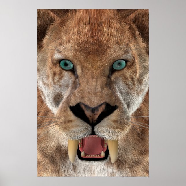 Säbeltoothed Ttiger oder Smilodon Poster (Vorne)