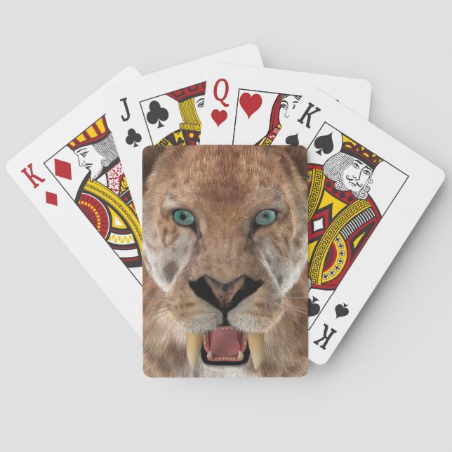 Säbeltoothed Ttiger oder Smilodon Spielkarten (Rückseite)