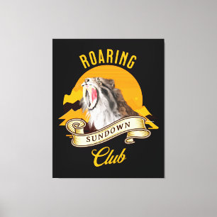 Säbelzahn-Tiger Retro-Sonnenuntergangs-Abenteuercl Leinwanddruck