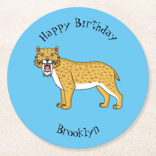 Säbelzahntiger Runder Pappuntersetzer