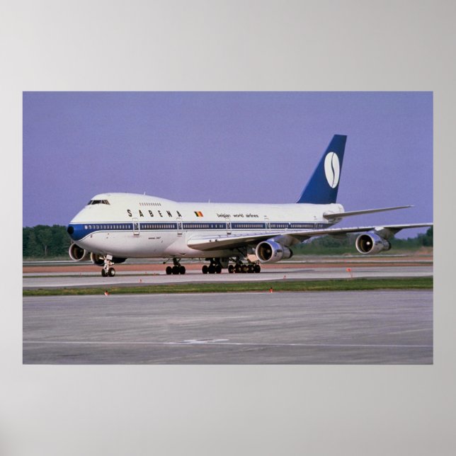 Sabena 747 auf der Start- und Landebahn, Flughafen Poster (Vorne)