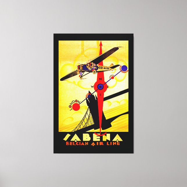 Sabena Art Deco Compass Leinwanddruck (Vorderseite)