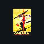 Sabena Art Deco Compass Leinwanddruck<br><div class="desc">Vintages Flugplakat für die mittlerweile nicht mehr funktionierende belgische Fluggesellschaft Sabena,  das ein Propeller-Flugzeug zeigt,  das über die Londoner Tower Bridge fliegt,  mit einem Kompass und einem Routenplan-Design,  die alle im brillanten Art Deko Stil ausgeführt werden.</div>