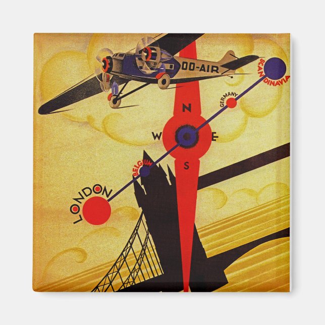 Sabena Art Deco Compass Magnet (Vorne)