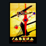 Sabena Art Deco Compass Poster<br><div class="desc">Vintages Flugplakat für die mittlerweile nicht mehr funktionierende belgische Fluggesellschaft Sabena,  das ein Propeller-Flugzeug zeigt,  das über die Londoner Tower Bridge fliegt,  mit einem Kompass und einem Routenplan-Design,  die alle im brillanten Art Deko Stil ausgeführt werden.</div>