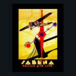 Sabena Art Deco Compass Poster<br><div class="desc">Vintages Flugplakat für die mittlerweile nicht mehr funktionierende belgische Fluggesellschaft Sabena, das ein Propeller-Flugzeug zeigt, das über die Londoner Tower Bridge fliegt, mit einem Kompass und einem Routenplan-Design, die alle im brillanten Art Deko Stil ausgeführt werden.</div>