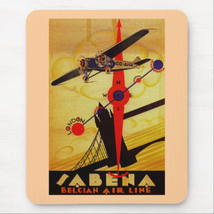 Sabena Art Deco Kompass Mousepad